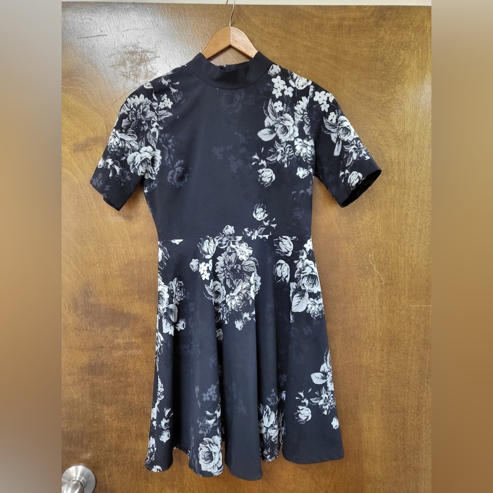 Navy Blue Floral Dress Size XS